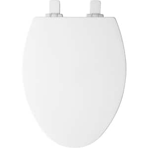 Atwood Slow Close Elongated Closed Enameled Wood Front Toilet Seat in White Removes for Easy Cleaning and Never Loosens