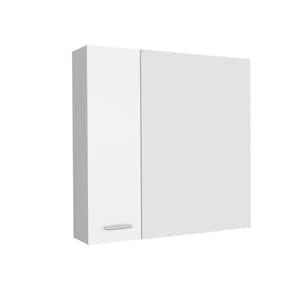 23.6 in. W x 23.6 in. H White Rectangular Wall Surface Mount Bathroom Storage Medicine Cabinet with Mirror