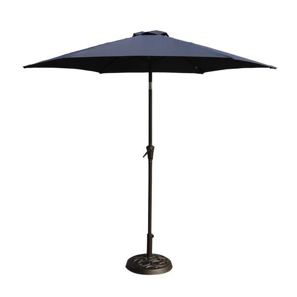 Sudzendf 9 ft. Outdoor Aluminum Patio Umbrella, Patio Umbrella, Market Umbrella, Push Button Tilt and Crank lift, Navy Blue