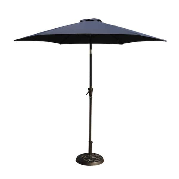 Sudzendf 9 ft. Outdoor Aluminum Patio Umbrella, Patio Umbrella, Market Umbrella, Push Button Tilt and Crank lift, Navy Blue