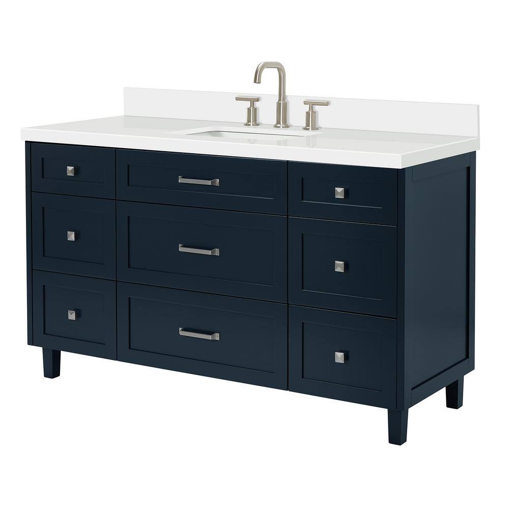 Midnight Blue 61" Single Sink Vanity with Quartz Top
