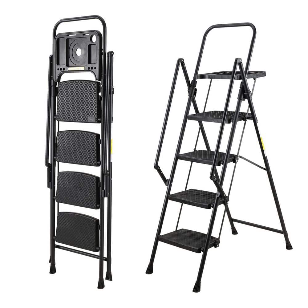 4.5 ft. Steel Folding Step Ladder (10 ft. Reach), 500 lbs. Load Capacity, with Tool Tray and Anti-Slip Wide Pedals price history on PriceWatchPro