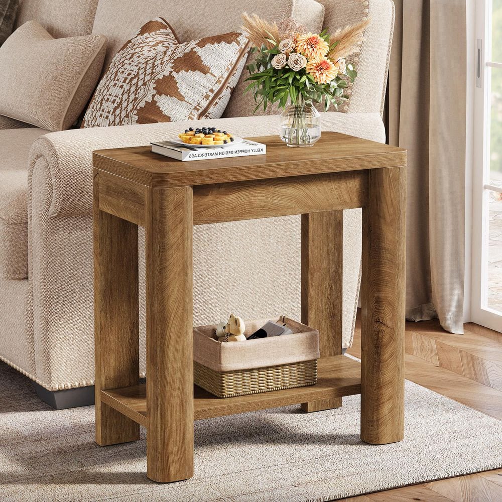 Kerlin 23.62 in. W x 11.81 in. D x 25.59 in. H Brown Rectangle Wood End Table, Small Side Table for Bedroom, Living Room
