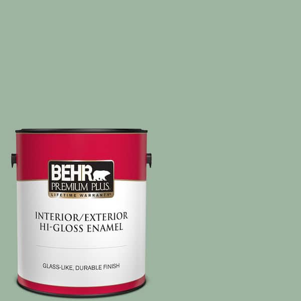 BEHR PREMIUM PLUS 1 gal. #S410-4 Copper Patina Hi-Gloss Enamel Interior/Exterior Paint