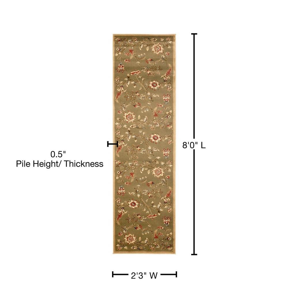 Elegant Blue Floral 27" Synthetic Easy-Care Area Rug