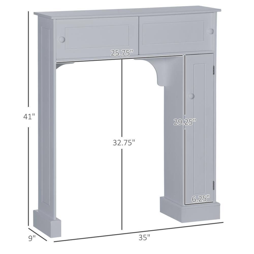 Gray Adjustable Over-the-Toilet Storage Cabinet with Cubes