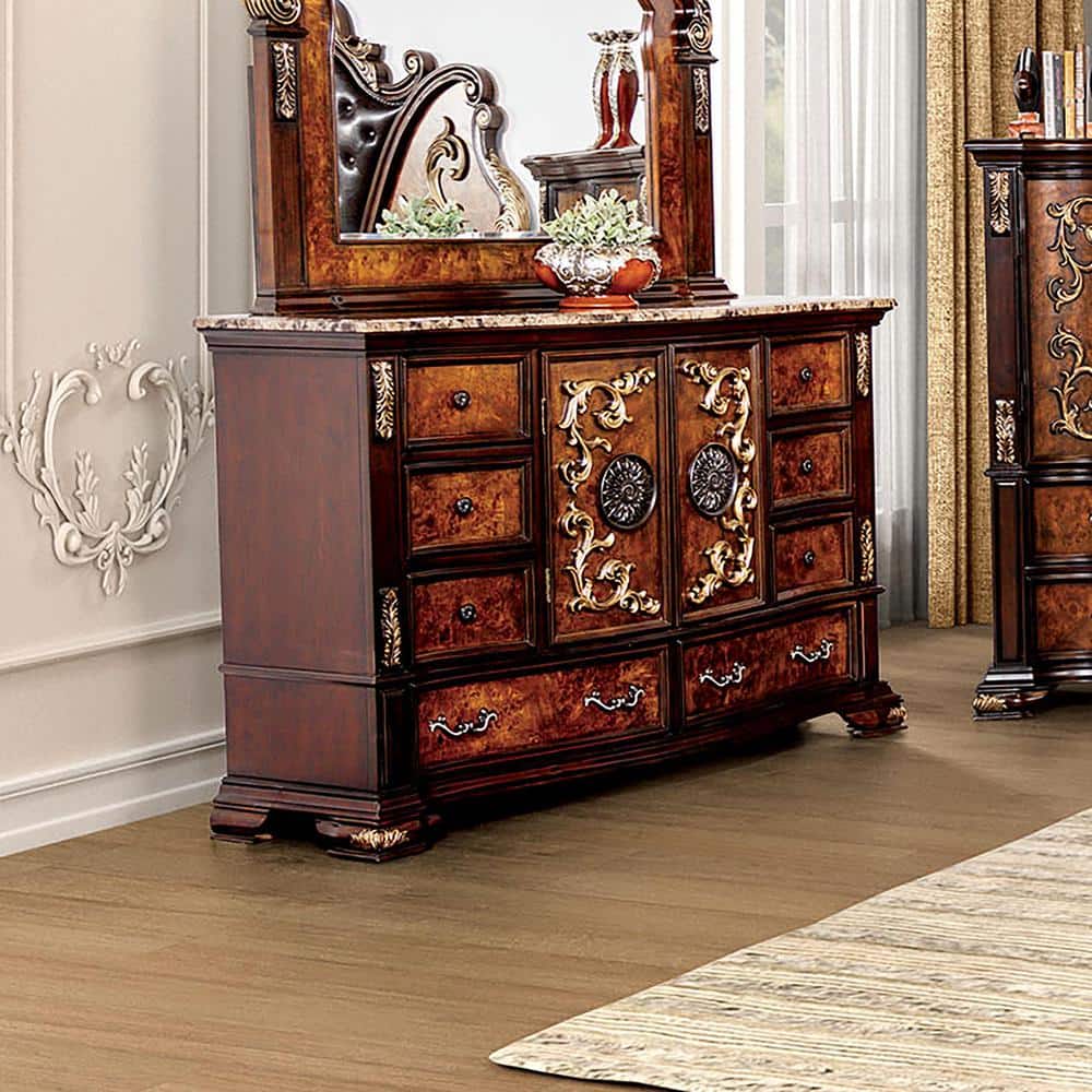 Furniture of America Gurando Dark Cherry and Oak 8-Drawer