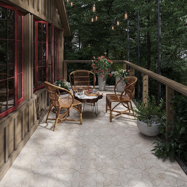 Terralis 7 in. x 2.5 in. Matte Beige Porcelain Star Wall and Floor Tile (5.33 sq. ft./case)-36 Pack