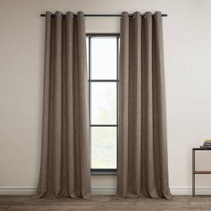 Exclusive Fabrics & Furnishings Butterscotch Brown Faux Linen Grommet ...