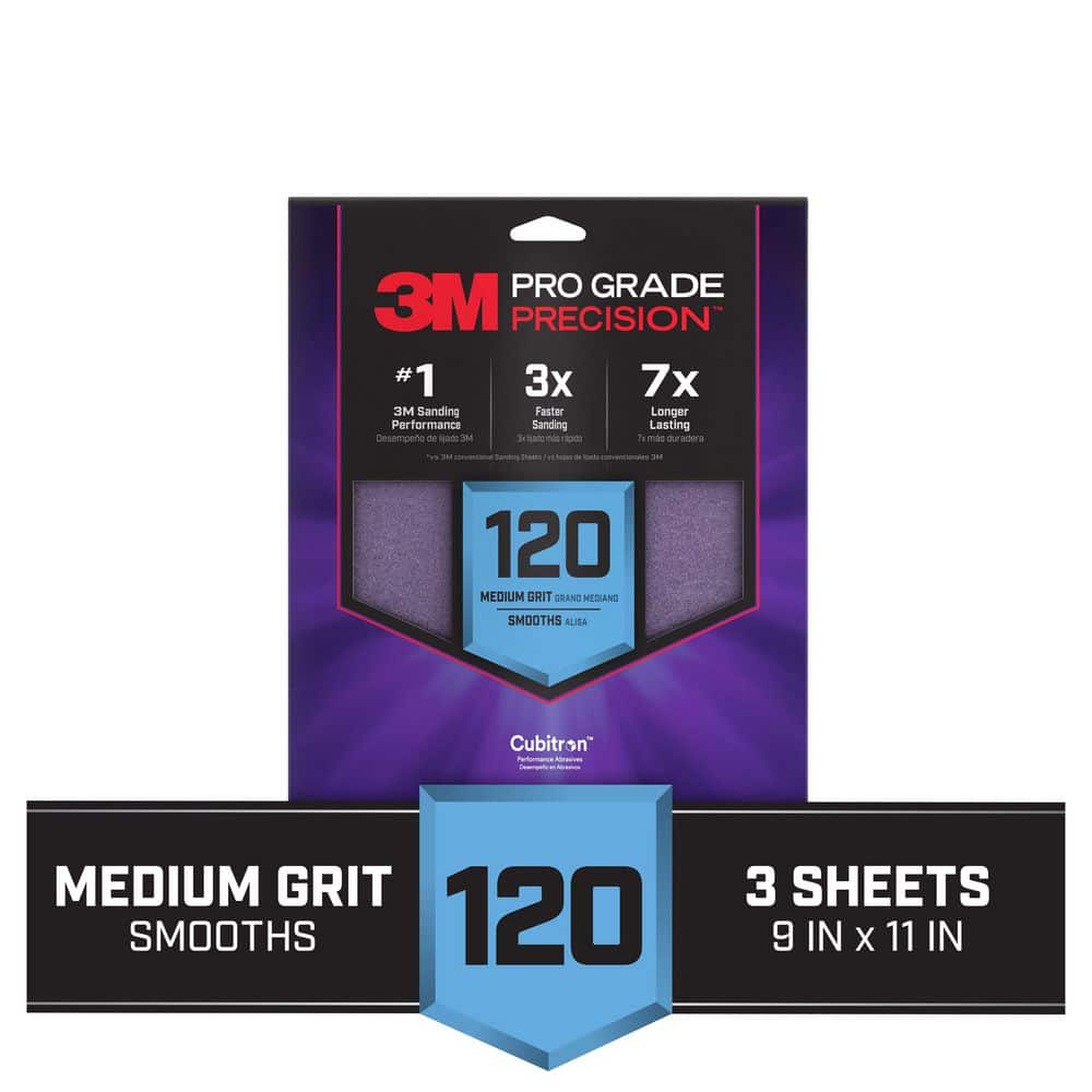 Pro Grade Precision 9 in. x 11 in. 120 Grit Faster Sanding Sheet With No-Sl