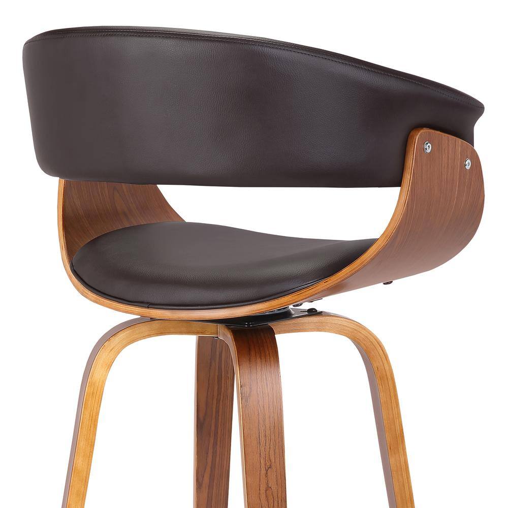 Walnut and Gray Faux Leather Swivel Counter Stool