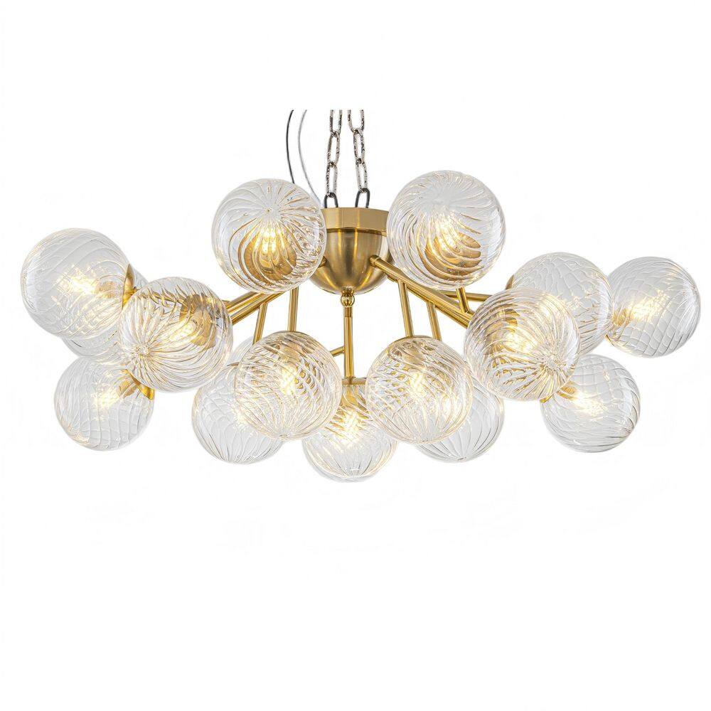 Juliet 31-in 20-Light Sputnik Brushed Brass Semi-Flush Mount Ceiling Light with Ribbed Glass Globe Shades for Bedroom price history on PriceWatchPro