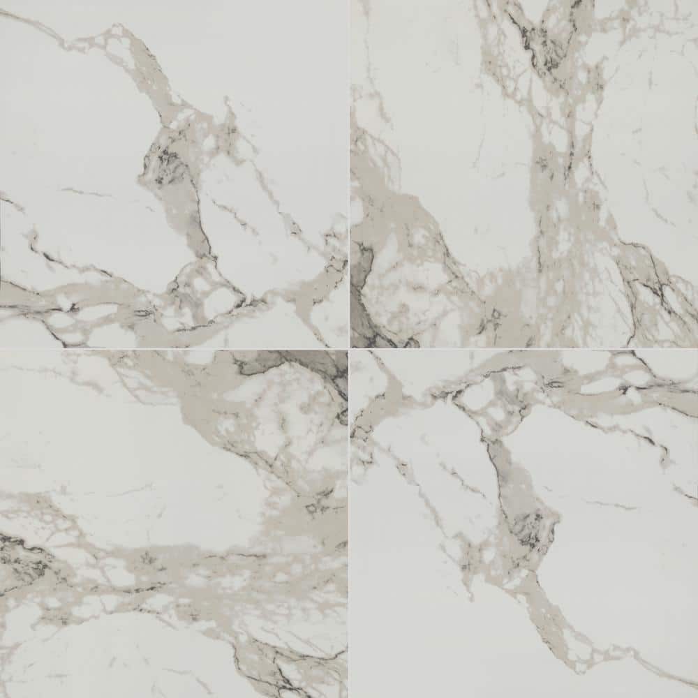 Crystal Bianco 4 in. x 4 in. Polished Porcelain Marble Look Floor and Wall Tile Sample price history on PriceWatchPro