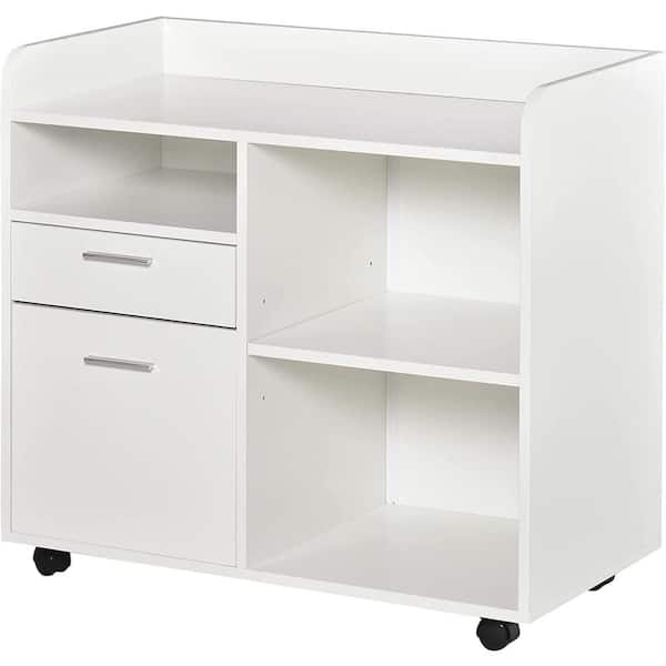 Vinsetto White Mobile Filing Cabinet Printer Stand with 2-Drawers, 3 ...