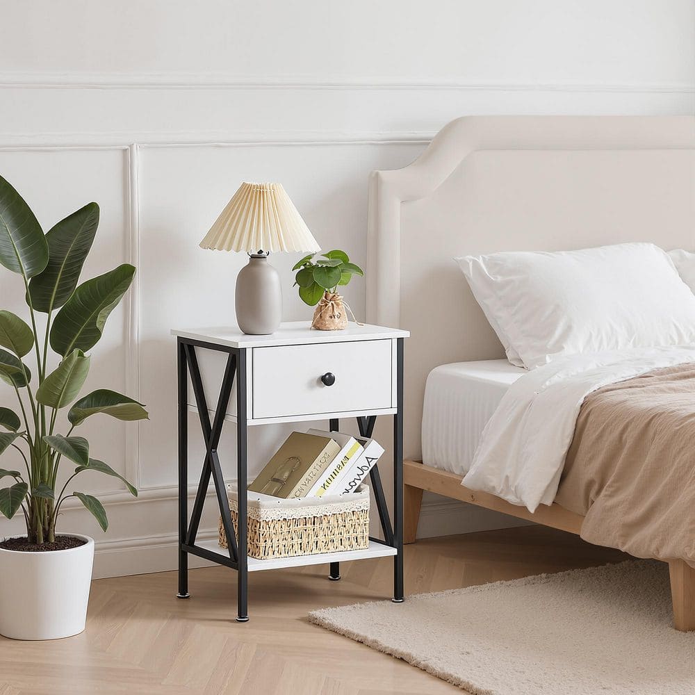 VECELO Versatile Nightstands X-Design Side End Table Night Stand