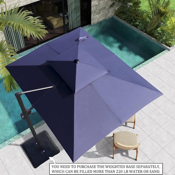 Crestlive Products 11 ft. x 9 ft. Outdoor Hanging Double Top Rectangular Cantilever Umbrella in Navy Blue