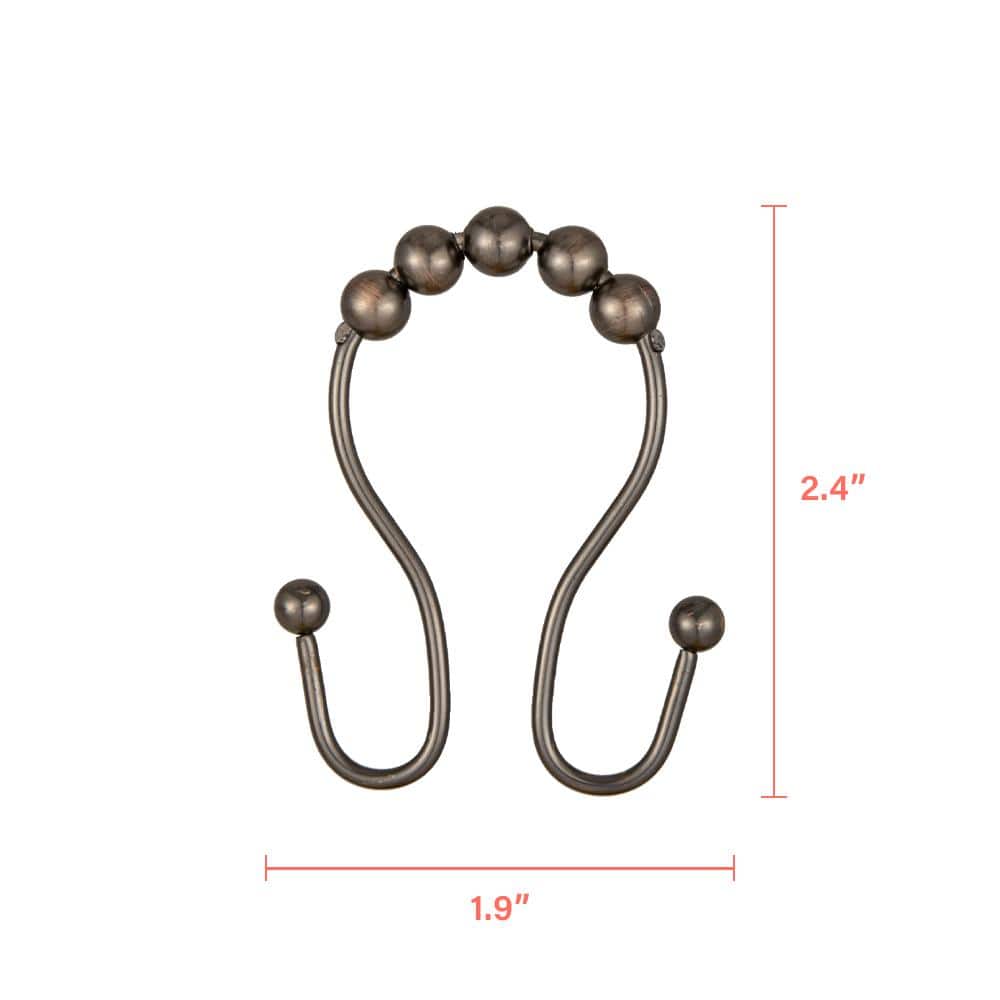 Oil Rubbed Bronze Stainless Steel Double Roller Ball Shower Curtain Hooks
