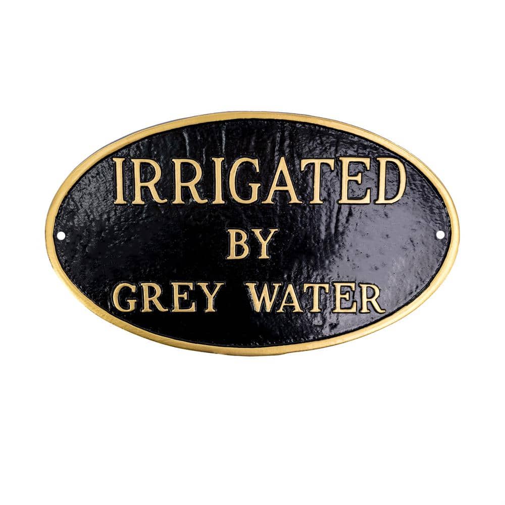 10 in. x 18 in. Large Oval Irrigated By Grey Water Statement Plaque Sign - Black/Gold price history on PriceWatchPro