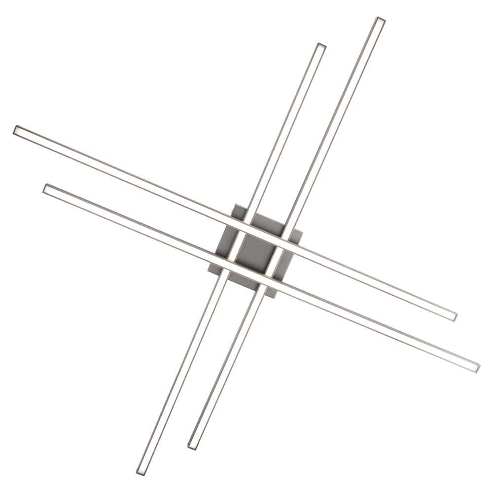 Parallax Brushed Nickel LED Flush Mount with White Polycarbonate Shade