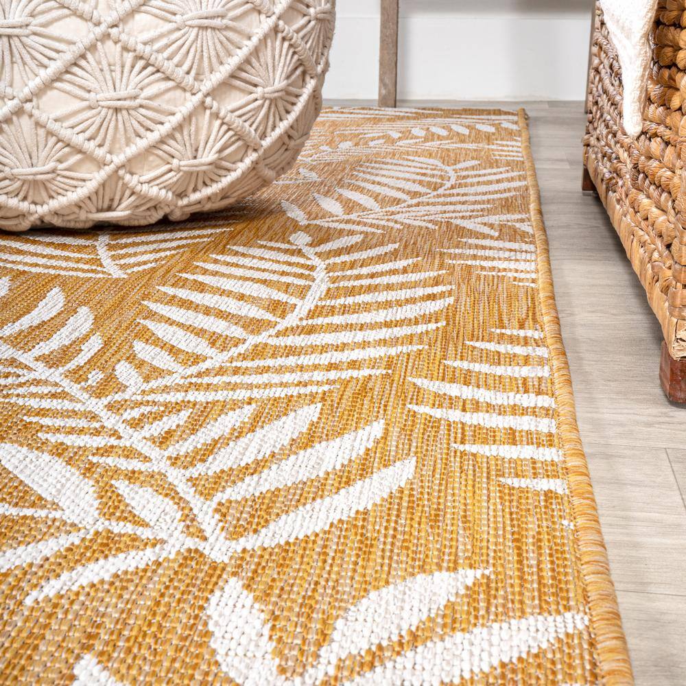 Nevis Yellow and Cream Floral Indoor/Outdoor Runner Rug