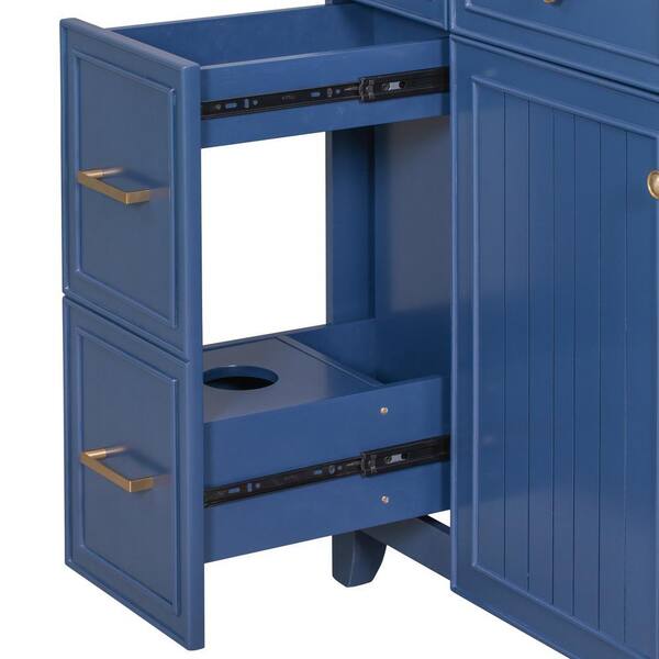 Xzkai 35.4 in. W Bath Vanity Cabinet without Top in Navy Blue with