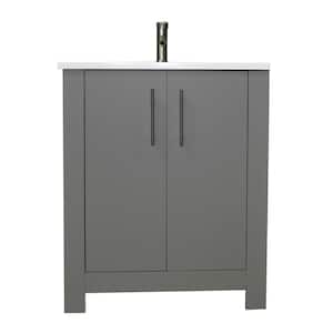 Austin 24 in. W x 20 in. D Bath Vanity in Gray with Acrylic Vanity Top in White with White Basin
