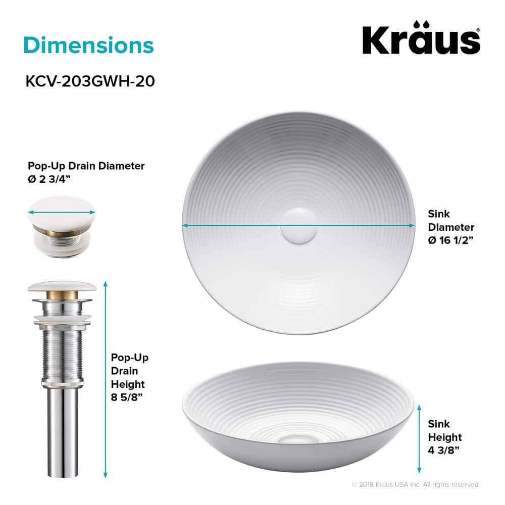 Viva Round White Ceramic Vessel Sink with Pop-Up Drain