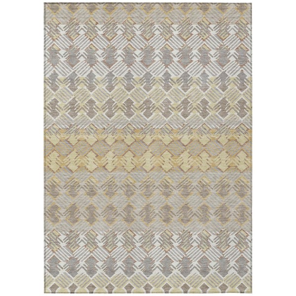Chantille Machine Washable Indoor/Outdoor Abstract ACN2773 Wheat 5 ft. x 7 ft. 6 in. Area Rug
