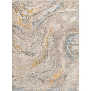 Roswell Taupe/Yellow Abstract 9 ft. x 12 ft. Indoor Area Rug