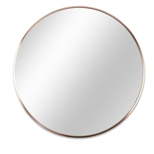Unbranded 32 in. W x 32 in. H Large Round Aluminum Framed Dimmable Wall Bathroom Vanity Mirror in Gold