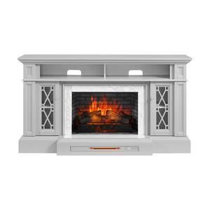 Parkbridge 68 in. Freestanding Electric Fireplace TV Stand in Light Gray with KD Insert