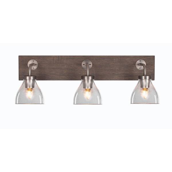 Lighting Theory Kirby 26.75 in. 3-Light Graphite and Painted Distressed Wood-look Metal Vanity Light