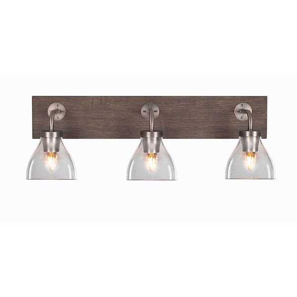 Unbranded Kirby 26.75 in. 3-Light Graphite and Painted Distressed Wood-look Metal Vanity Light