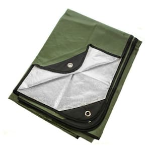 82 in. L x 60 in. W Heavy-Duty Reusable Emergency Survival Blanket with Insulated Thermal Reflective Tarp, Olive Green