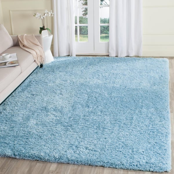 Supreme Shag Light Blue 5 ft. x 8 ft. Solid Area Rug