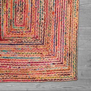Bokaap Multicolor Bohemian Hand-Braided Cotton/Jute Area Rug 3 ft. x 5 ft.