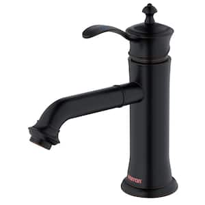 Vineyard Single Handle Single Hole Basin Bathroom Faucet with Matching Pop-Up Drain in Oil Rubbed Bronze