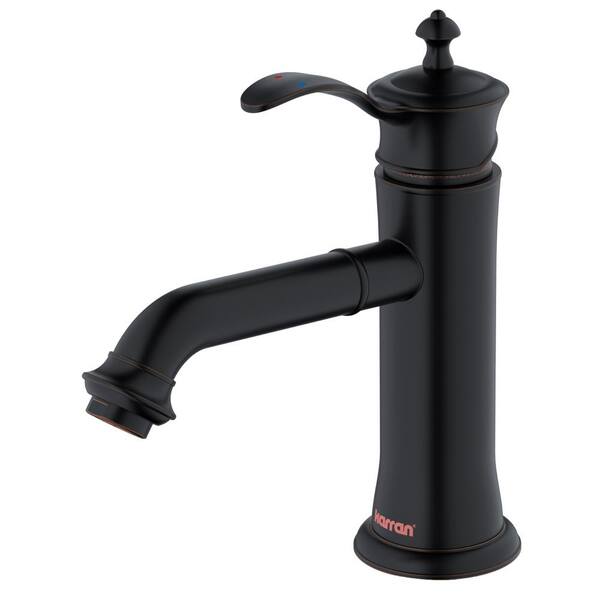 Karran Vineyard Single Handle Single Hole Basin Bathroom Faucet with Matching Pop-Up Drain in Oil Rubbed Bronze