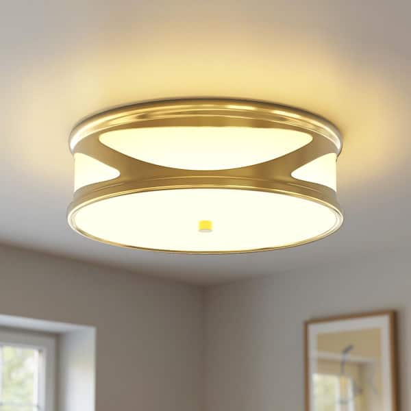 12 in. Gold Round LED Flush Mount Ceiling Light, 16W 1100LM 3CCT Modern Ceiling Fixture for Bedroom Kitchen Hallway