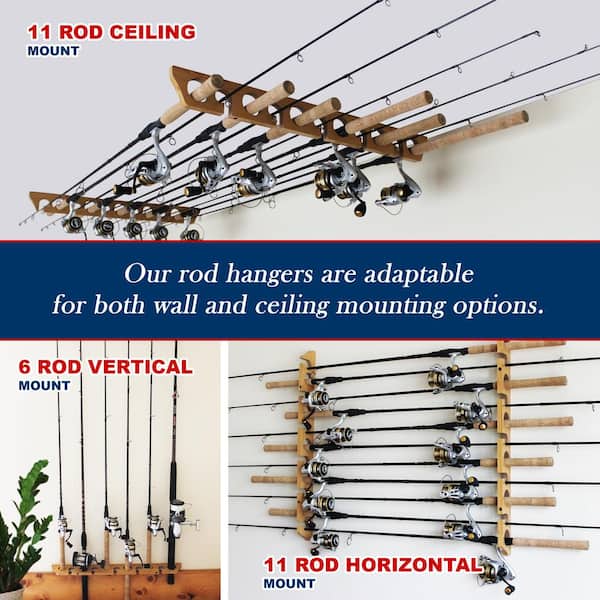 Rush Creek Creations 11-Fishing Rod Versatile 3-in-1 Wall and Ceiling  Storage Rack 38-3017 - The Home Depot