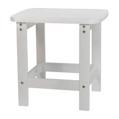 White Faux Wood Resin Rectangle Outdoor Side Table