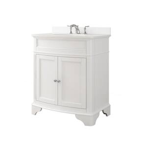 Terryn 31 in. W x 20 in. D x 35 in. H Vanity in White with Engineered White Marble Top and White Sink