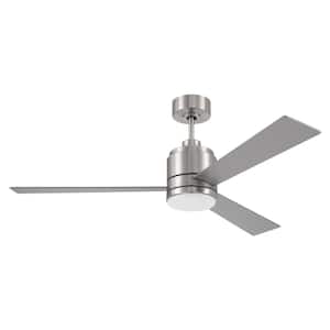 McCoy 52 in. Indoor Brushed Polished Nickel Finish CeilingFan and Integrated LED Light Kit with 4 Speed Control Included