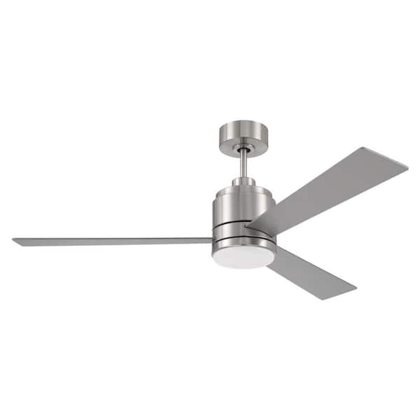 CRAFTMADE McCoy 52 in. Indoor Brushed Polished Nickel Finish CeilingFan and Integrated LED Light Kit with 4 Speed Control Included