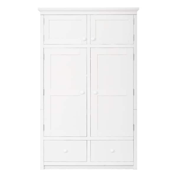 46.5 in. W x 20.9 in. D x 74.8 in. H White Linen Cabinet with 8 Door Shelves, 4 Pull-out Trays, 6 Drawers