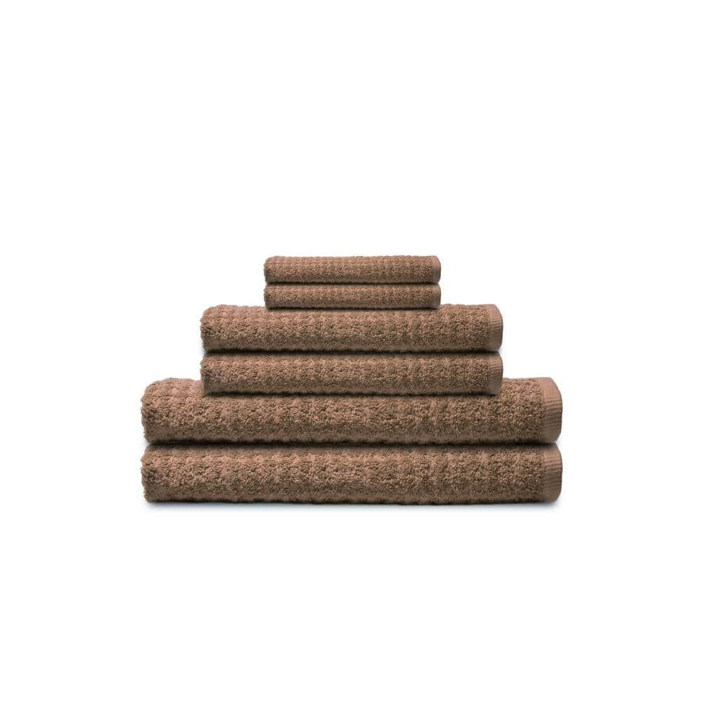 Luxury Spa Collection Wavy Quick Dry 6-Piece Towel Set - Taupe