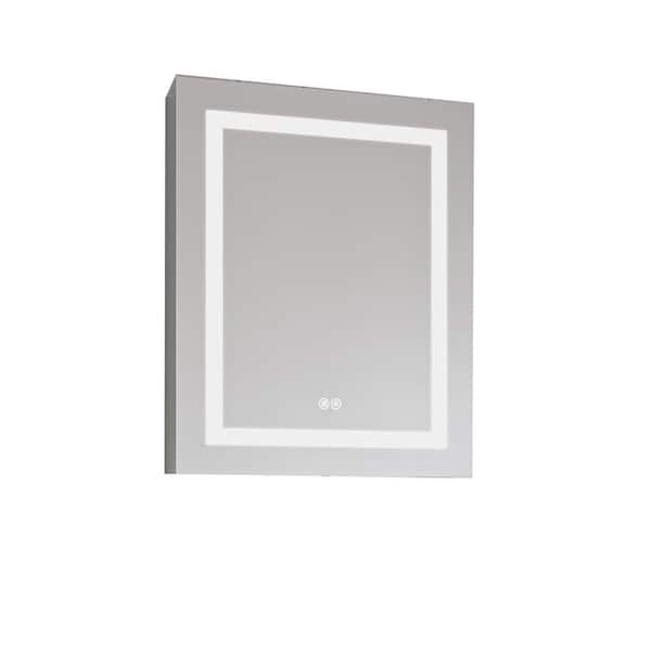 TOOLKISS 24 in. W x 30 in. H Rectangular LED Black Aluminum Recessed/Surface Mount Medicine Cabinet with Mirror