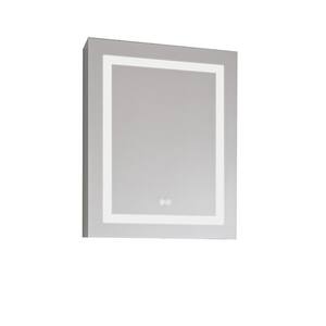 48 in. W x 30 in. H Rectangular LED Silver Aluminum Recessed/Surface Mount Medicine Cabinet with Mirror