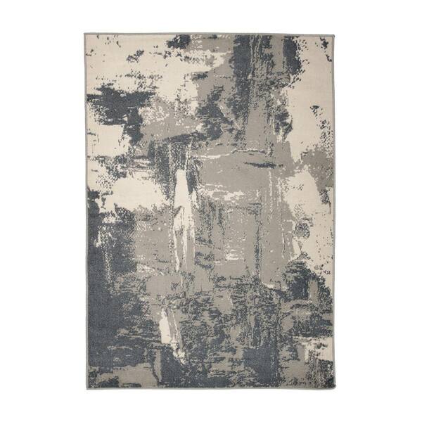 World Rug Gallery Distressed Modern Gray 7 ft. 10 in. x 10 ft. Abstract Area Rug