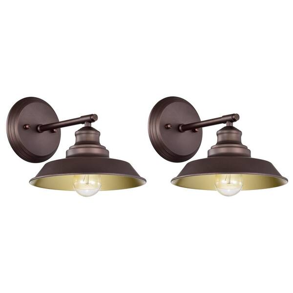 Unbranded 8.75 in. Oil Rubbed Bronze Indoor Decorative Wall Sconce with Metal Shade (2-Pack)